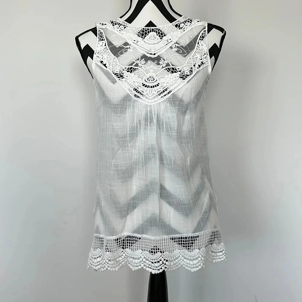 Entro White Lace‎ Top Sz Sm